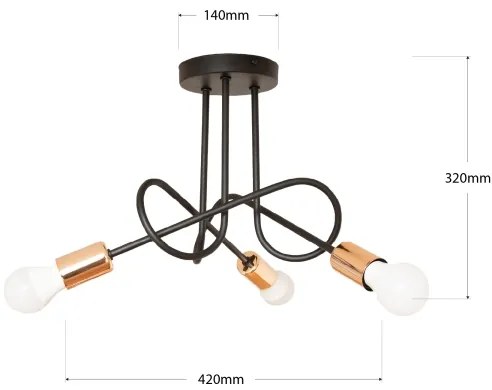 LED felületre szerelt csillár OXFORD 3xE27/15W/230V fekete