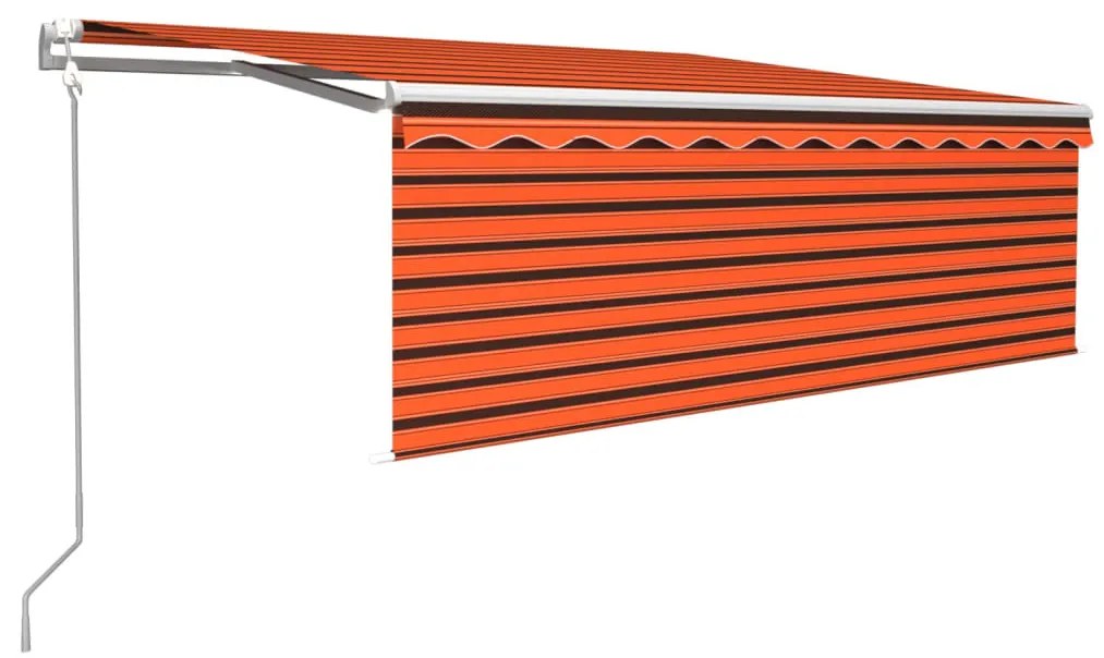 narancs-barna redőnyös, LED-es, szélérzékelős napellenző 4,5x3m