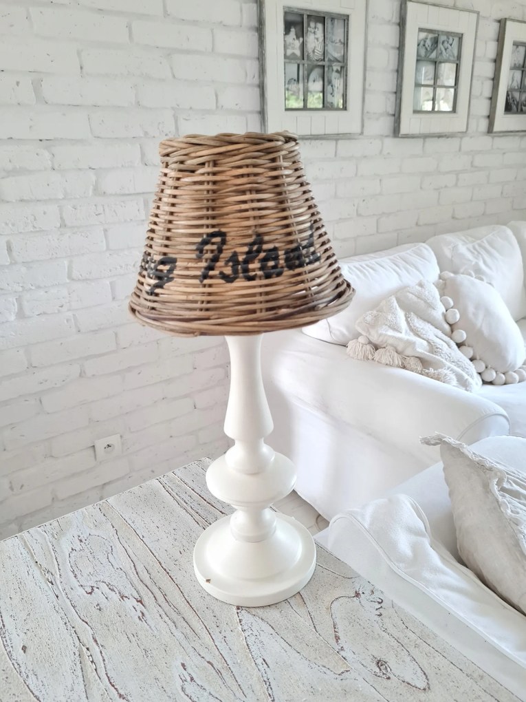 Lámpaernyő Rattan lámpabúra Hampton "Long Island" felirattal Kicsi