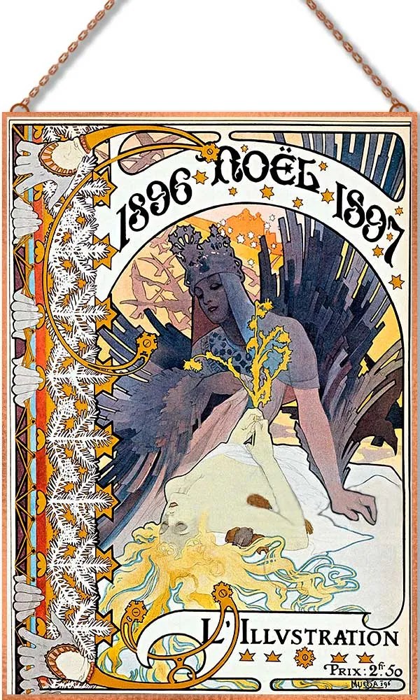 Mucha - Noel 1898 üvegkép, falikép