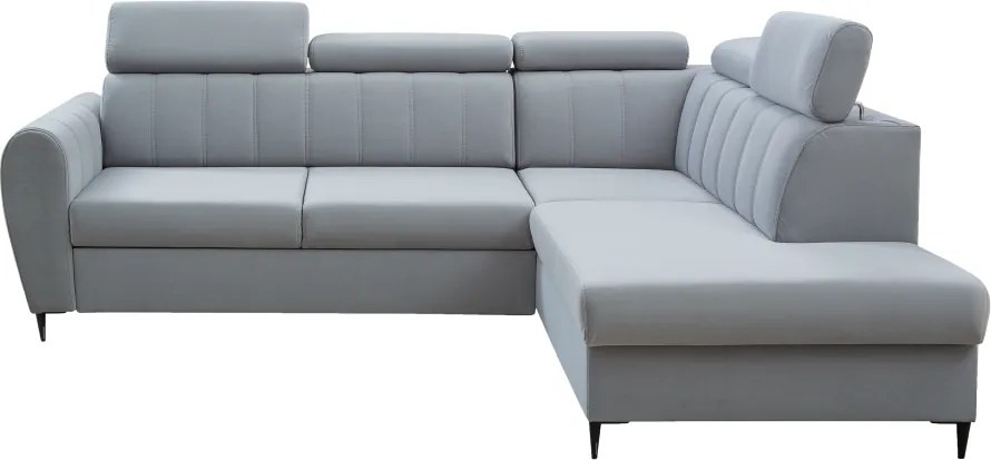 Kinyitható ülőgarnitúra, világosszürke, jobbos, KORIO L