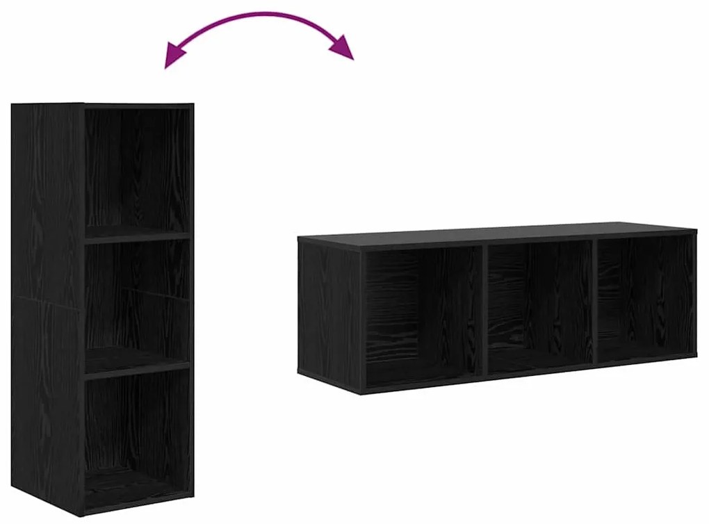 Fali TV szekrények 2 pcs Musta tammi 37 x 37 x 107 cm Faanyag