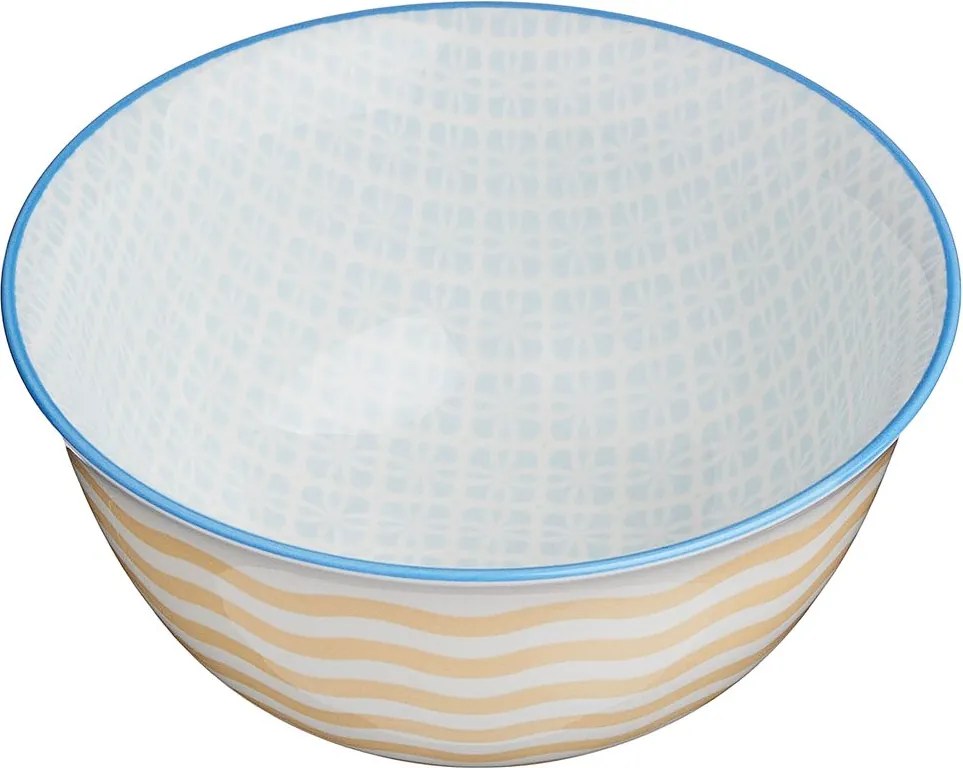 ORNAMENTS tálka 520ml, világoskék-sárga