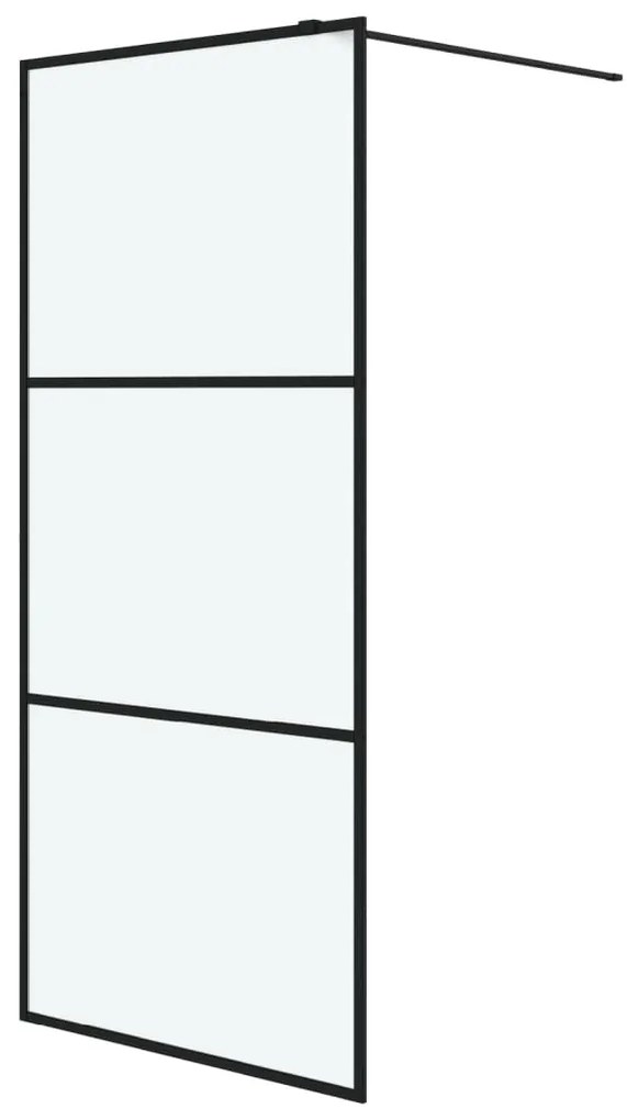 Fekete ESG tejüveg zuhanyfal küszöb nélküli zuhanyhoz 90x195 cm