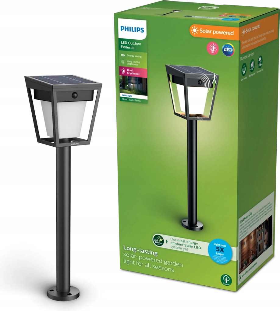LED-es napelemes lámpa Philips Nissa Kerti Beszúrható Oszlop 50cm Mozgásérzékelő