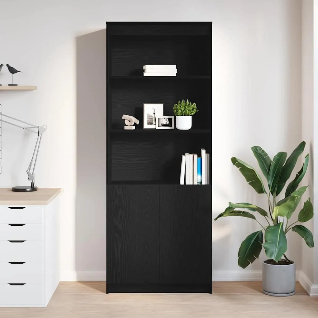 fekete tölgy szerelt fa magasszekrény 70 x 35 x 180 cm