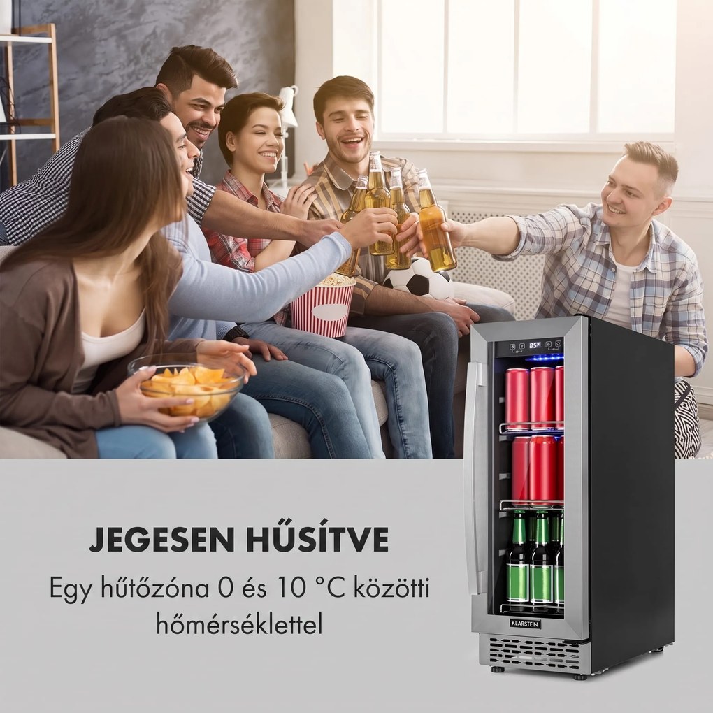 Klarstein Beerlager 56, italhűtőszekrény, 56 liter, 20 palack, G energiahatékonysági osztály, rozsdamentes acél, fekete