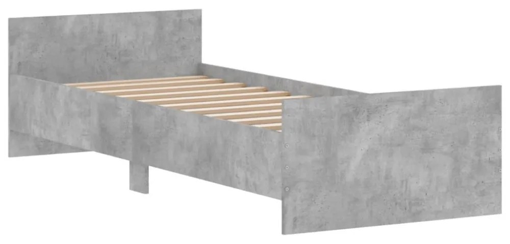betonszürke egyszemélyes fa ágykeret 75 x 190 cm