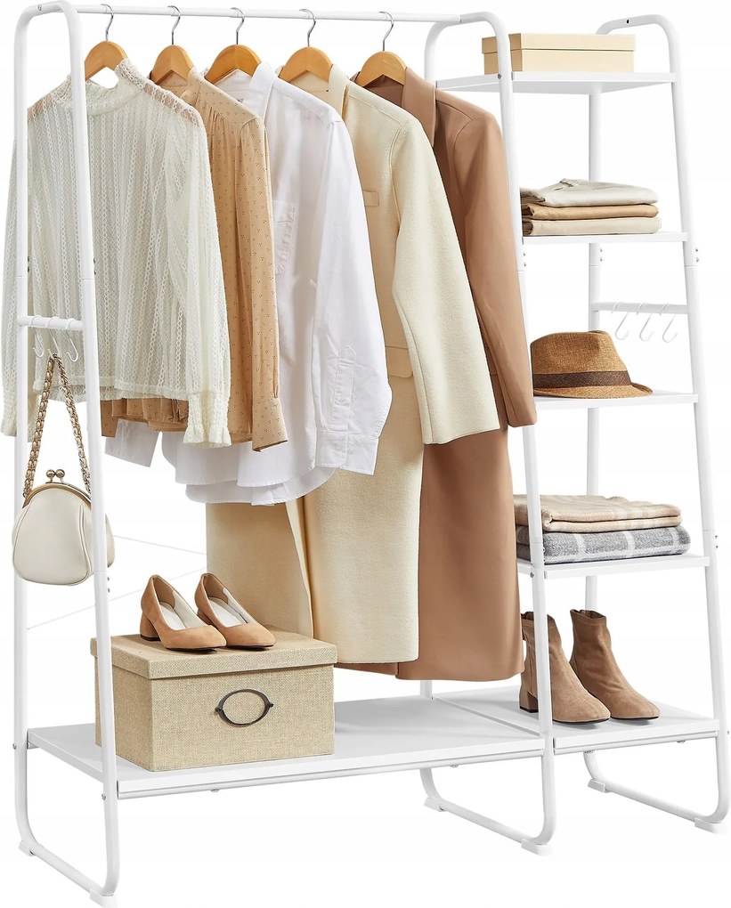 Fehér gardrób ruhaakasztó 5 polccal a hálószoba előszobájába