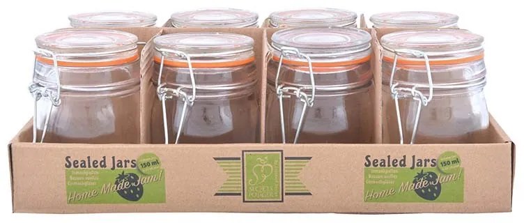 Csatos tároló üveg szett, 8 db-os