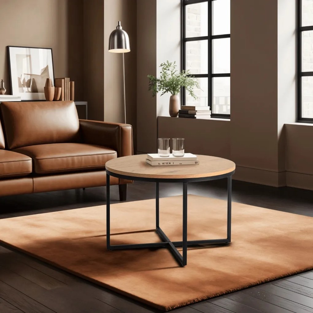 Dohányzóasztal Tölgy/Fekete Színben. HANTEL