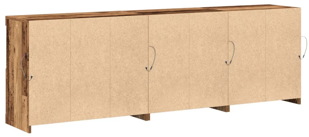 büfé LED világítással régies fa 202x37x67 cm Mérnöki fa.