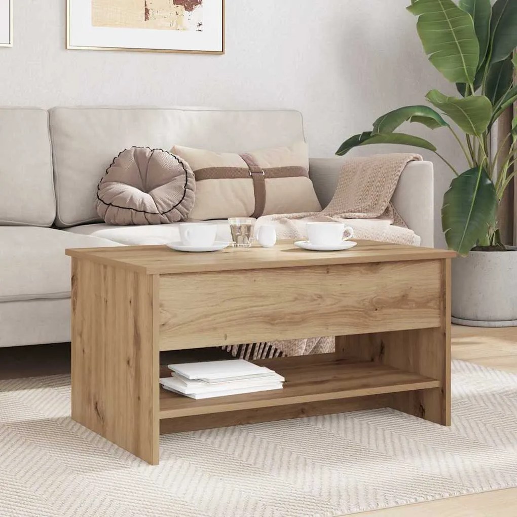 Dohányzóasztal kézműves tölgy 80 x 50.5 x 41.5 cm Faanyag