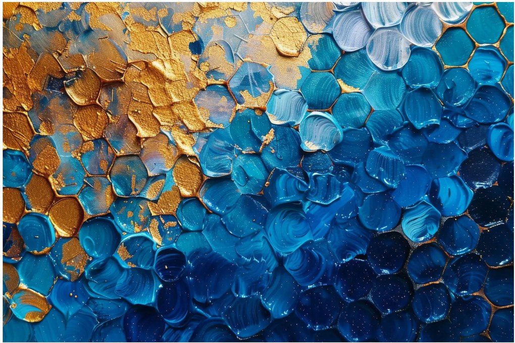 Kép - Kék-arany festmény (90x60 cm)