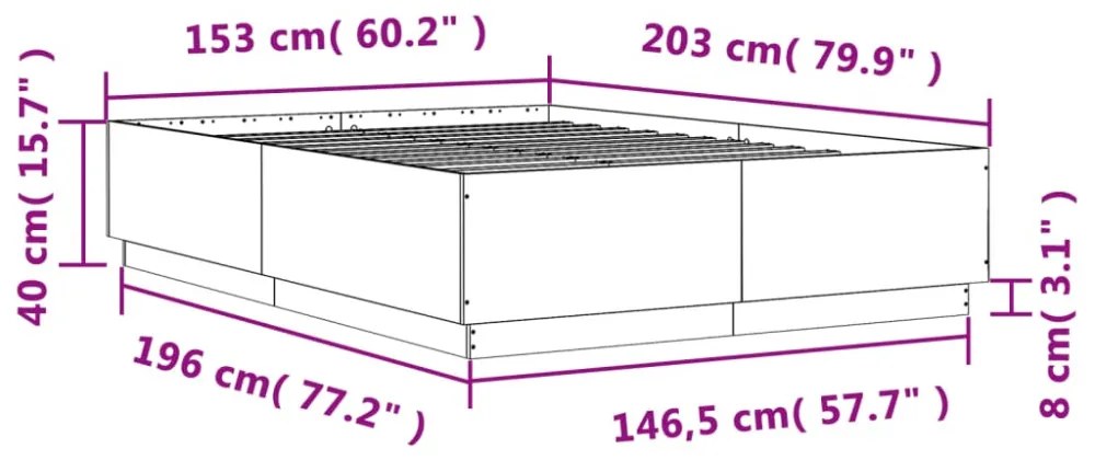 betonszürke szerelt fa ágykeret 150 x 200 cm