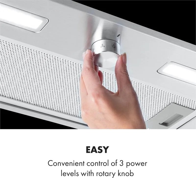 Klarstein Simplica, páraelszívó, beépített, 52 cm, 440 m³/ó, LED, nemesacél