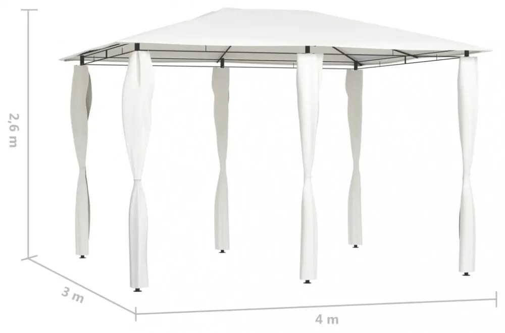 krémszínű pavilon oszlop takarókkal 3 x 4 x 2,6 m 160 g/m²