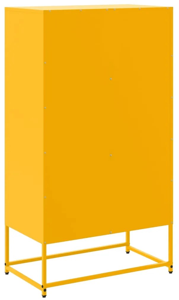 mustársárga acél tálalószekrény 68,5x38,5x123,5 cm