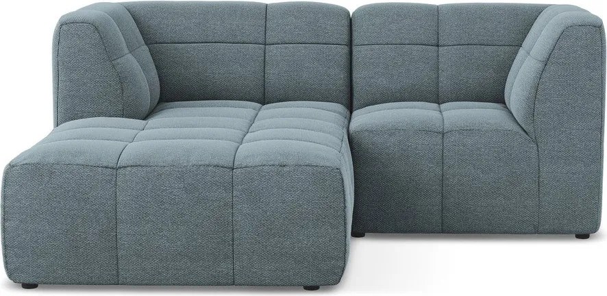 Kék buklé sarokkanapé (bal oldali-heverő résszel) Aloha – Makamii