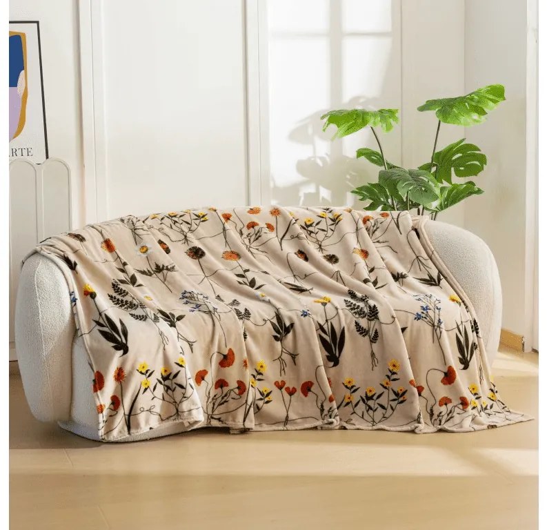 Mikroplüss pléd HERBÁŘ, bézs Méret: 200 x 220 cm