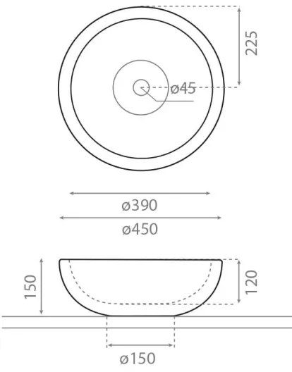 Bathco 00318 - Ráültethető mosdó PUKET Ø 45 cm kő/bézs