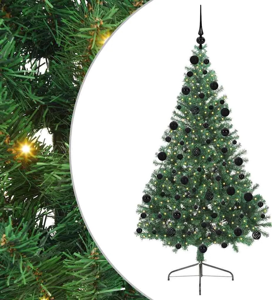 vidaXL Mesterséges, előre világított karácsonyi fa Zöld 210 cm PVC