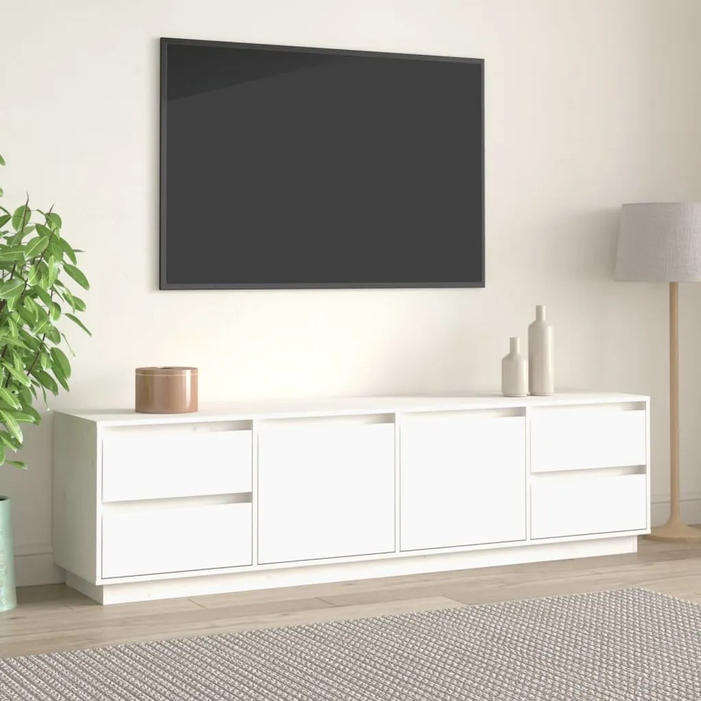 fehér tömör fenyőfa TV-szekrény 176 x 37 x 47,5 cm