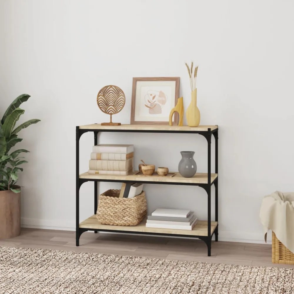 sonoma tölgy szerelt fa és acél könyvszekrény 80 x 33 x 70,5 cm