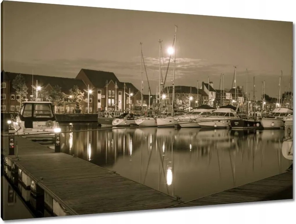 Festmények 120x80 Kikötő-Fotó szépia