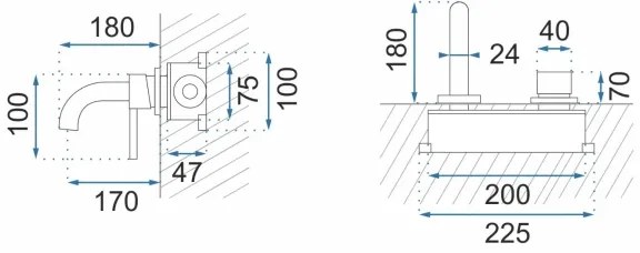REA-B5334 - OWEN mosdócsaptelep rejtett beépítéshez, szálcsiszolt arany