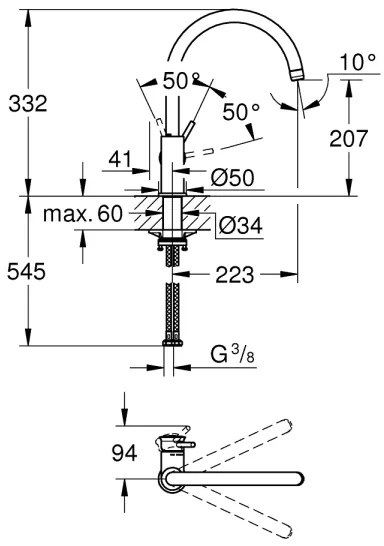 GROHE 31553001 - START CLASSIC mosogató csaptelep, fényes króm