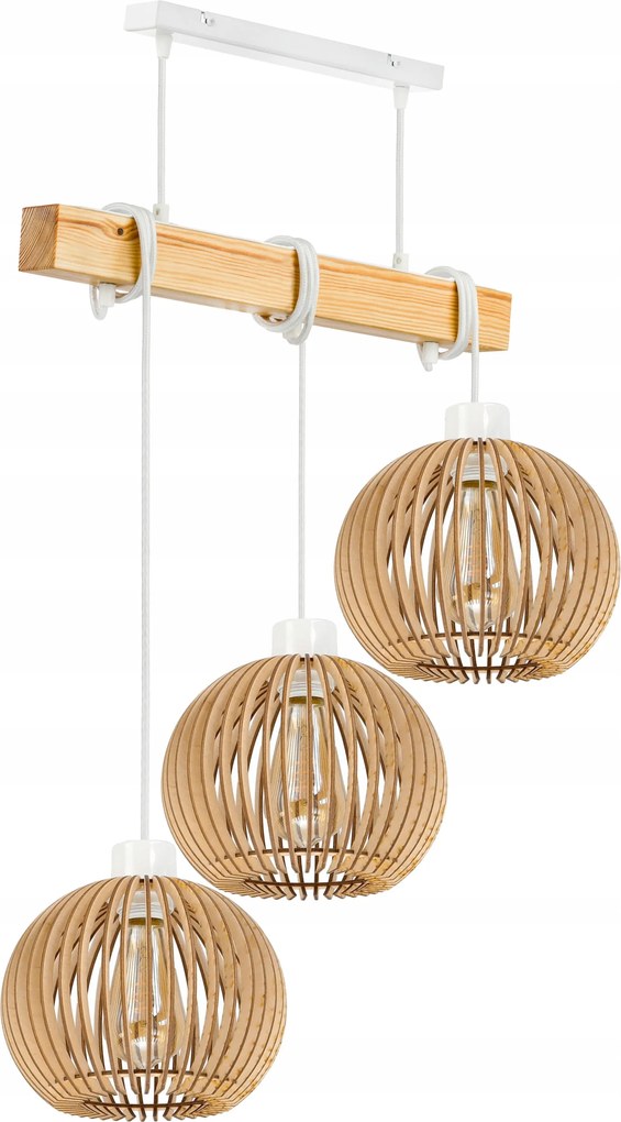 Lámpa fa függeszték mennyezeti Csillár Túlnyúlás Loft Gömb Fa E27