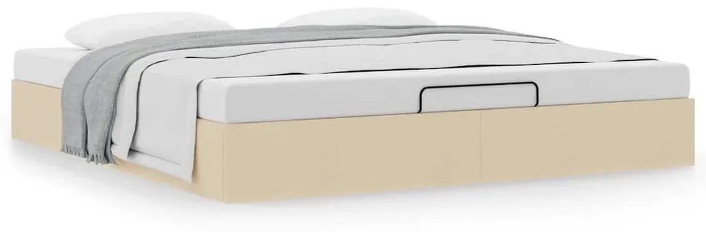 Ottomán krémszínű szövet ágykeret matrac nélkül 200 x 200 cm