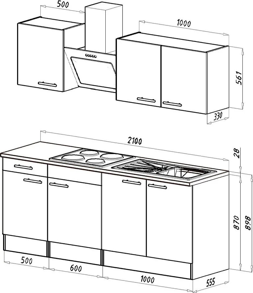 Yorki 210 konyhabútor sonoma tölgy korpusz,selyemfényű antracit fronttal