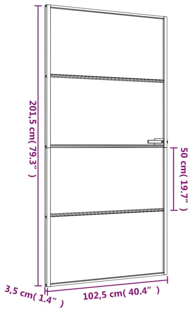fekete edzett üveg és alumínium beltéri ajtó 102,5x201,5 cm