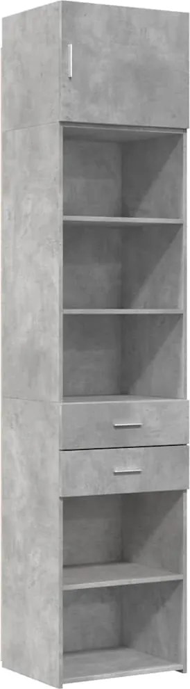 vidaXL betonszürke szerelt fa vékony tárolószekrény 50 x 42,5 x 225 cm