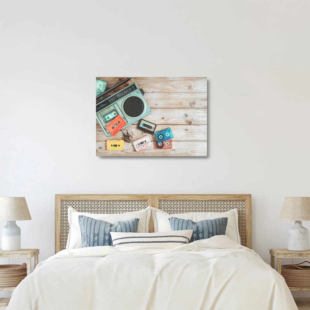 Kép - retro rádió (üvegen) (70x50 cm)