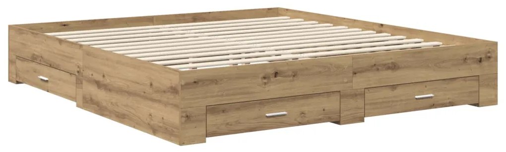 vidaXL Ágykeret fiókkal fejtámlával Artisan tölgy 180 x 200 cm Faanyag