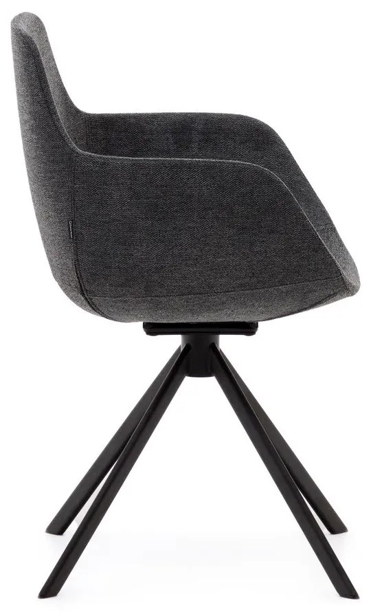 Sötétszürke kárpitozott karfás étkezőfotel szett 2 db-os Tissiana – Kave Home