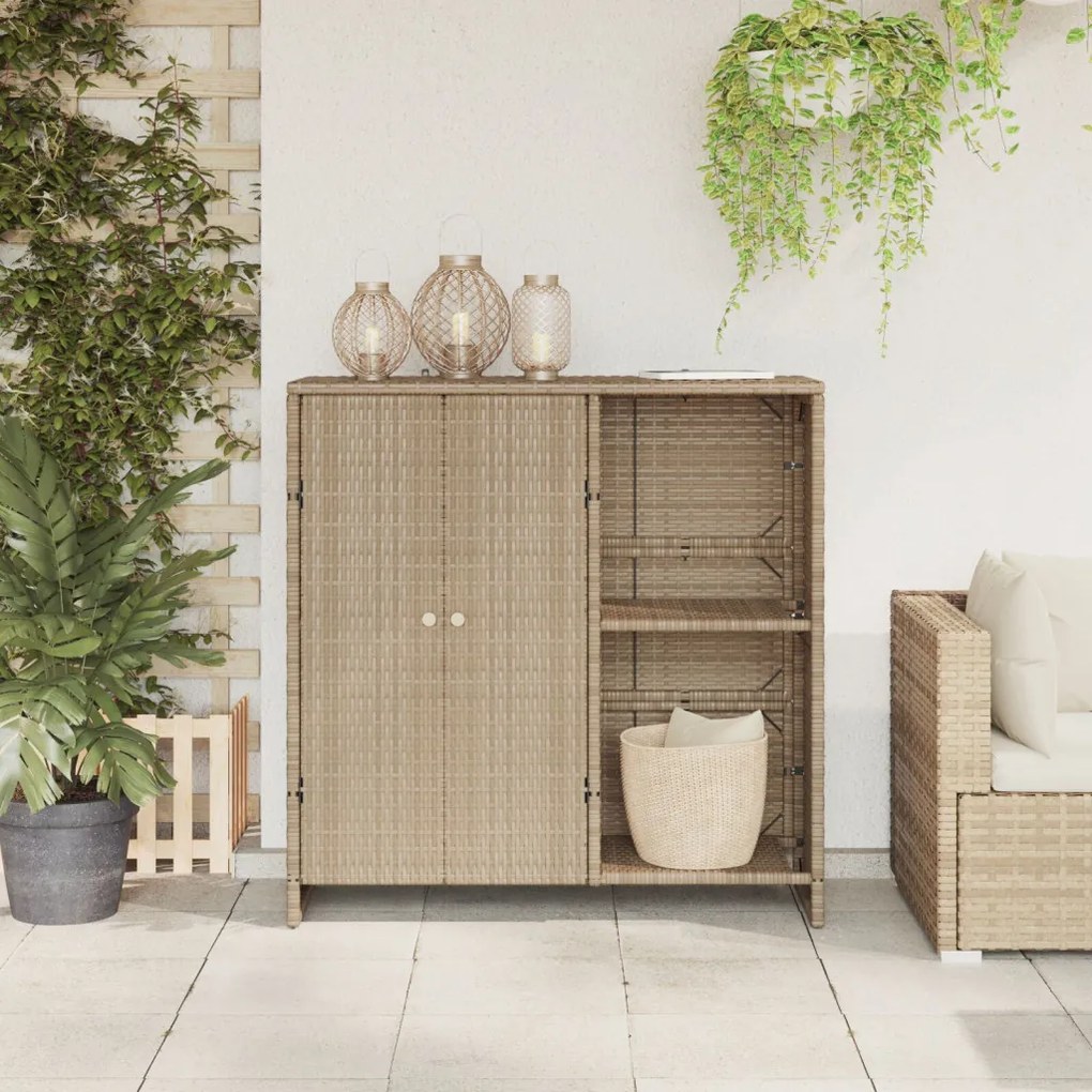 Tárolószekrény Bézs 100x36x102 cm Rattan