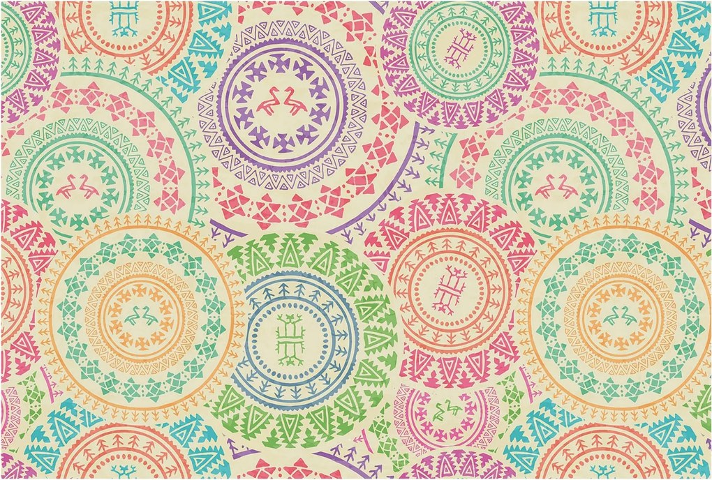 Fotótapéta Flizelin Dekoratív tapéta Színes mandalák 104x70 Ragasztó