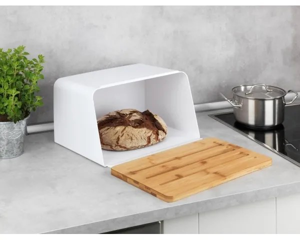 WENKO 54099100 - KUBO kenyértartó 35x26,5 cm fehér/barna