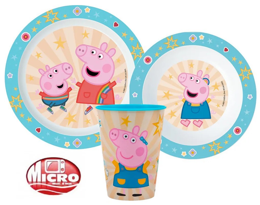 Peppa malac Kindness étkészlet, micro műanyag szett, pohárral 260 ml