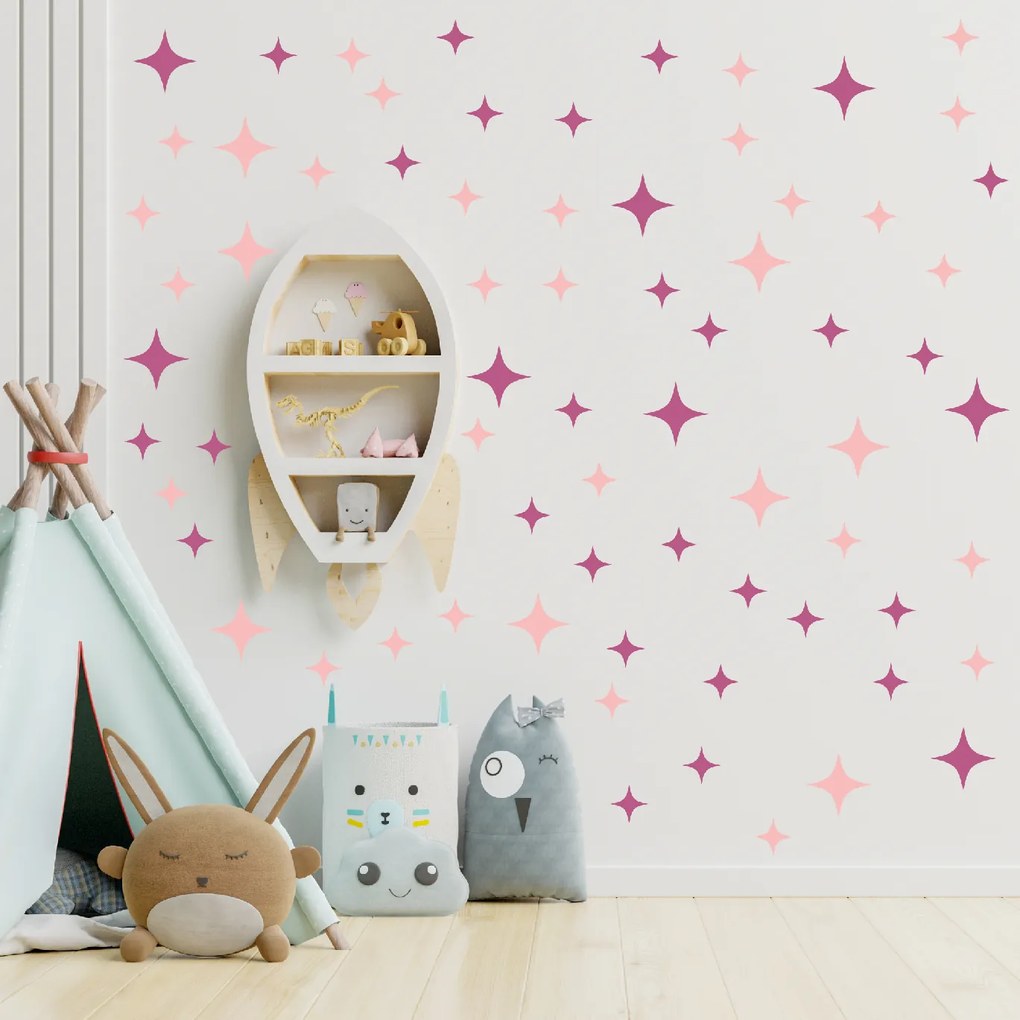 PIPPER. Textil falmatrica "Csillagok" Szín: Cukorka rózsaszín