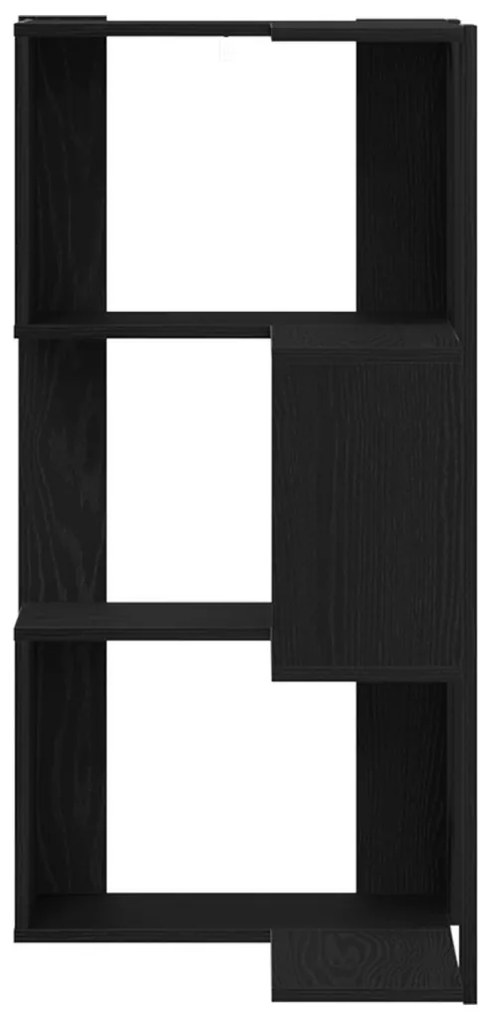 3-szintes Sarok Könyvespolc Fekete Tölgy 50x50x102 cm Műgyanta