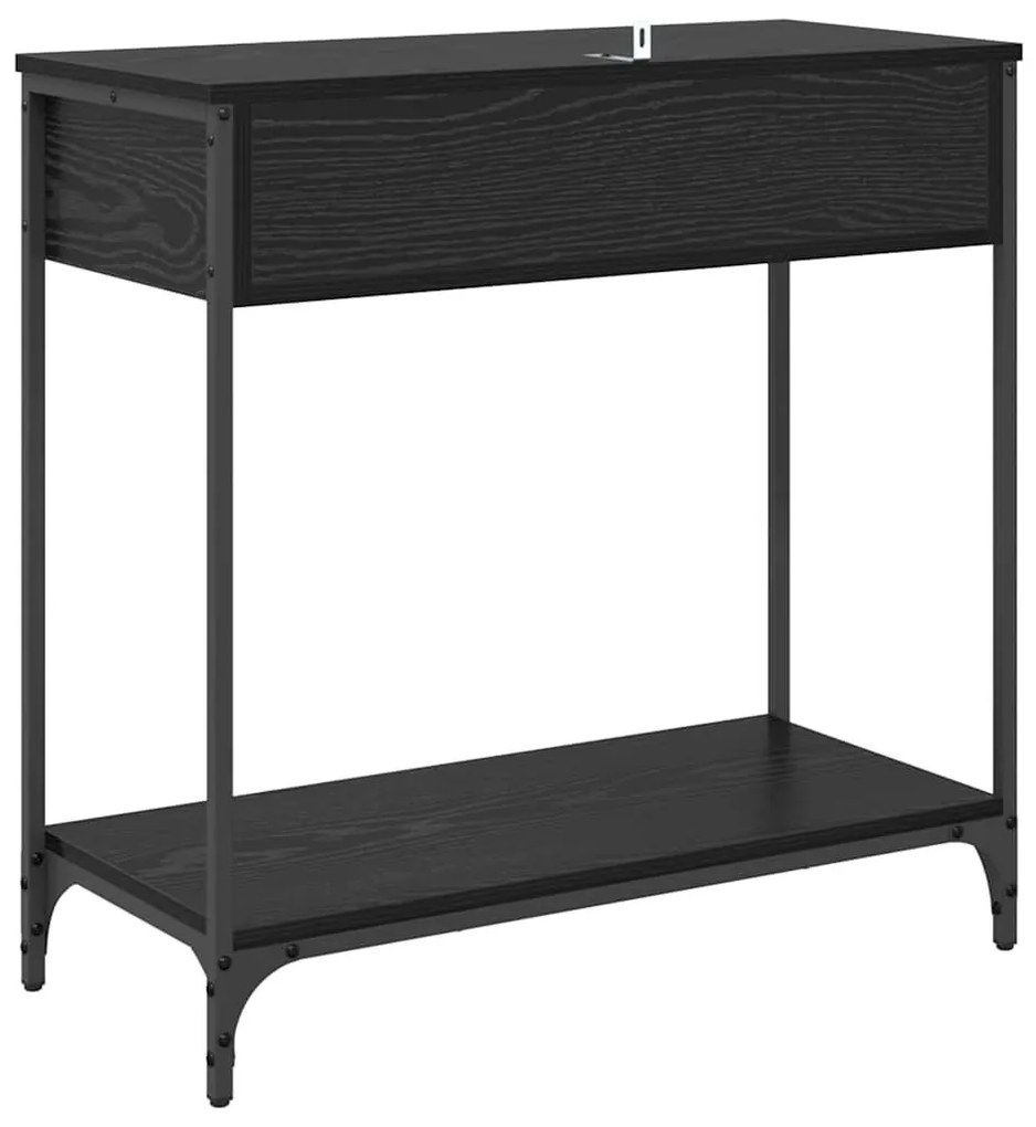 vidaXL Konzolasztal fiókkal Fekete tölgy 75 x 34,5 x 75 cm Faanyag
