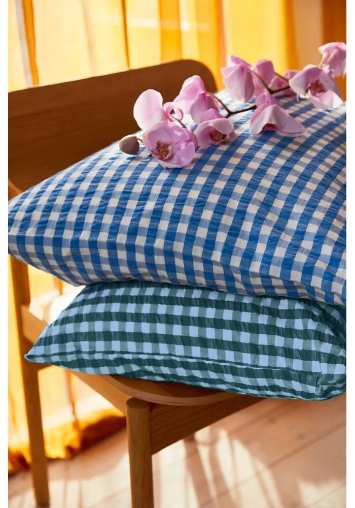 Zöld-kék egyszemélyes krepp ágyneműhuzat 140x200 cm Bæk&Bølge – JUNA