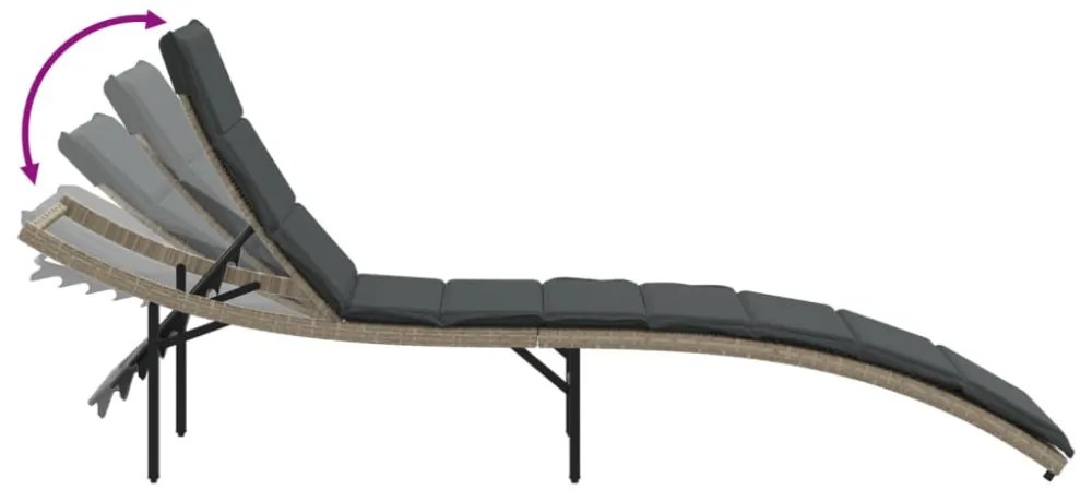 2 db világosszürke polyrattan napozóágy asztallal