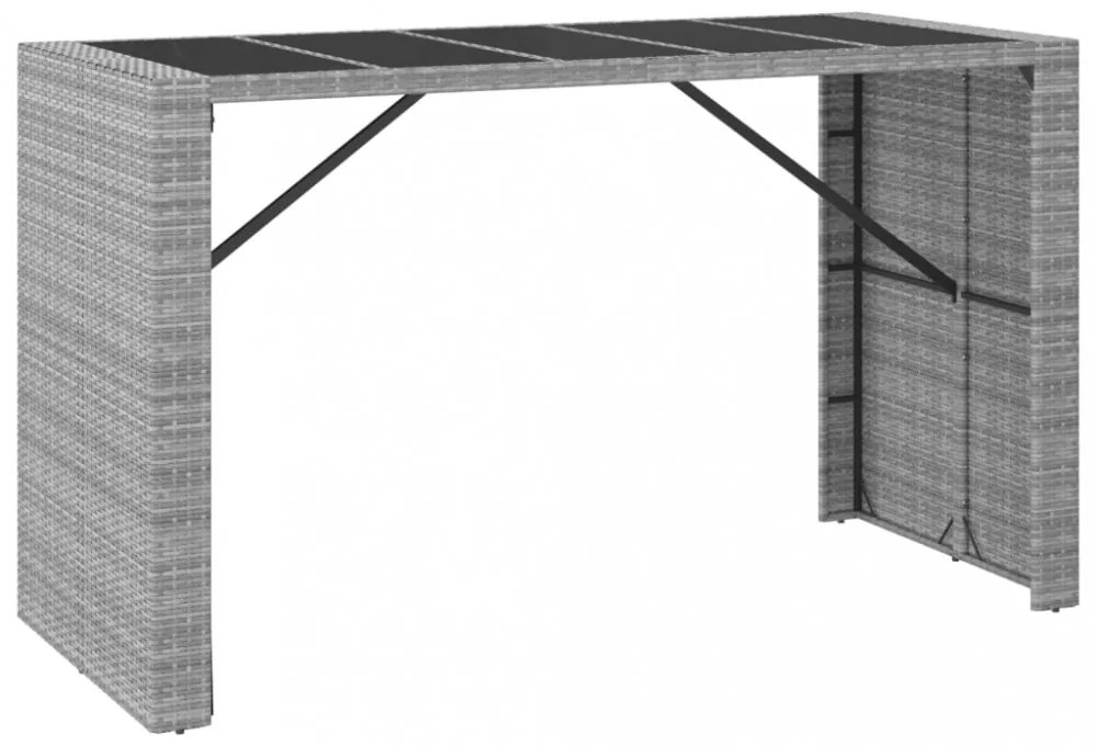 9 részes szürke polyrattan kerti bárszett párnával