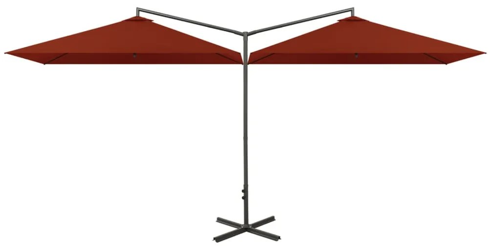 Terrakotta dupla napernyő acélrúddal 600 x 300 cm
